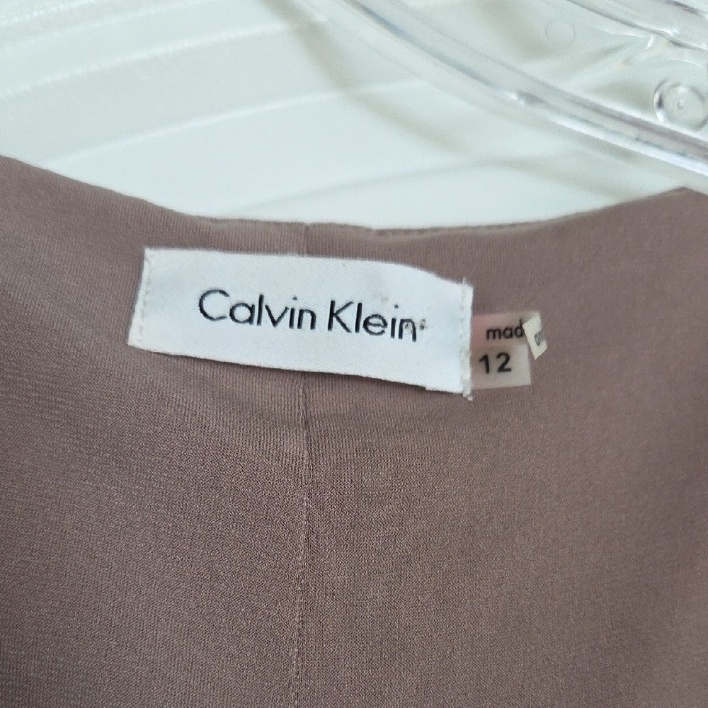 Calvin Klein Tan Ruched Maxi Dress V-Neck Sleeveless